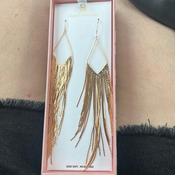 House of Harlow 1960 Jewelry - NWT House of Harlow 1960 GOLD MESA fringe statement earrings